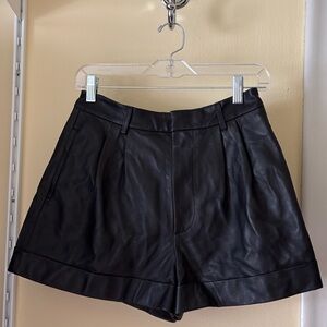 Alice + Olivia Black High Waist Leather Shorts